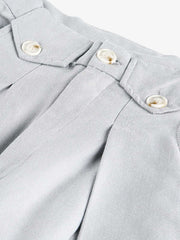 Pleated Button-Down Scimitar Jeans