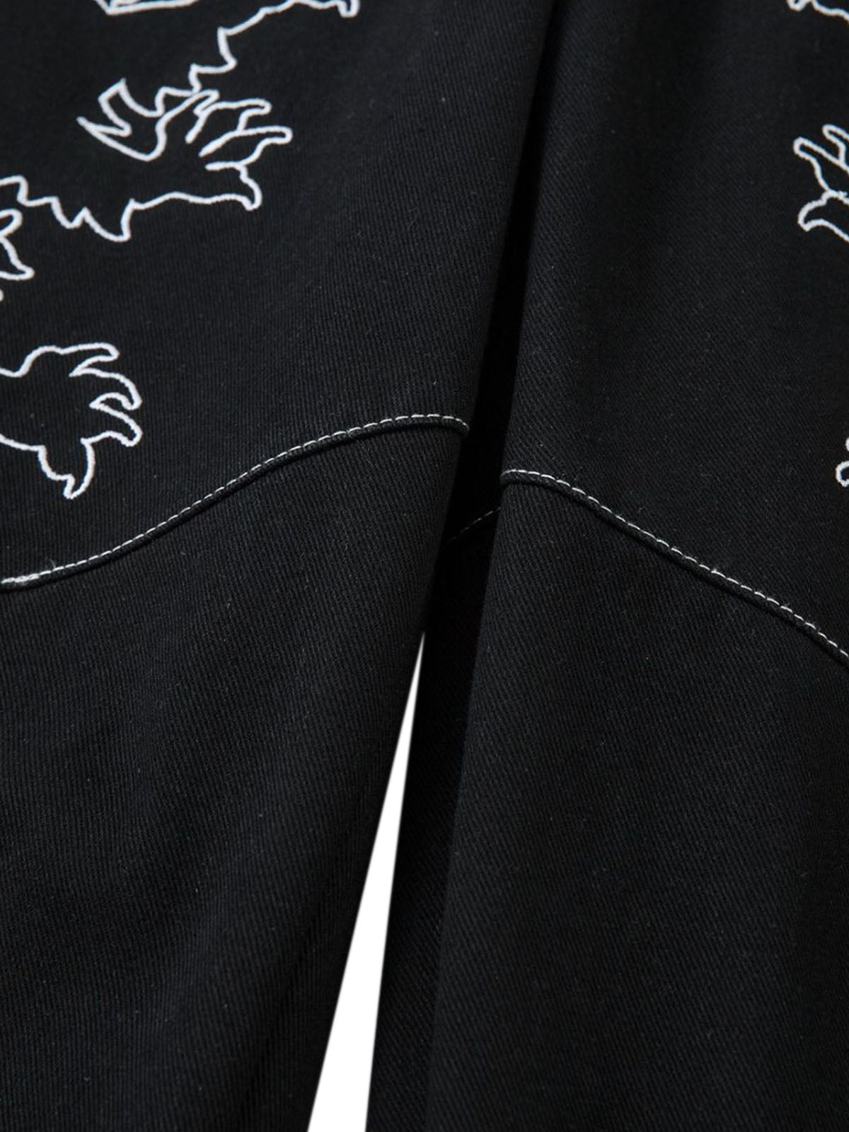 Heavy Contrast Thread Embroidered Multi-Button Jeans