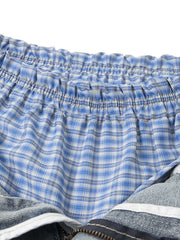 Plaid Double Waist Baggy Jeans