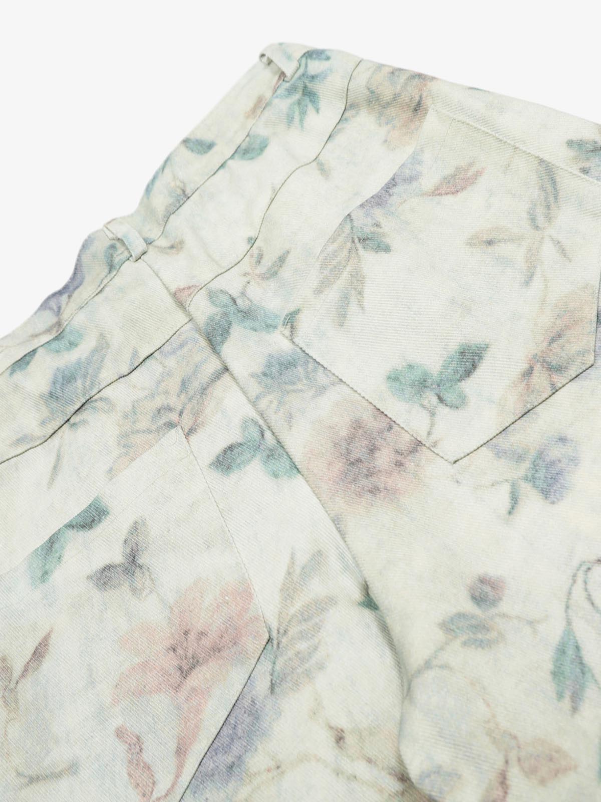 Vintage Floral Print Straight Jeans