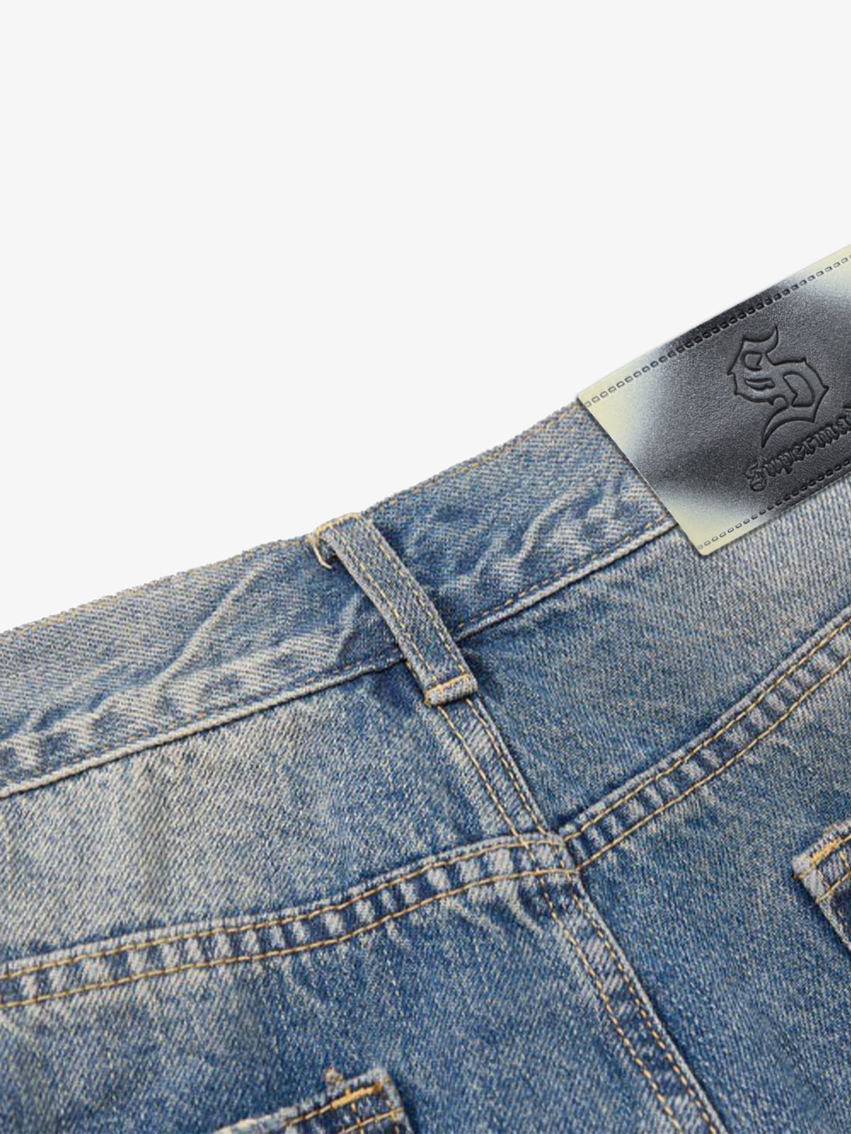 Vintage Washed Pleated Wide-Leg Jeans