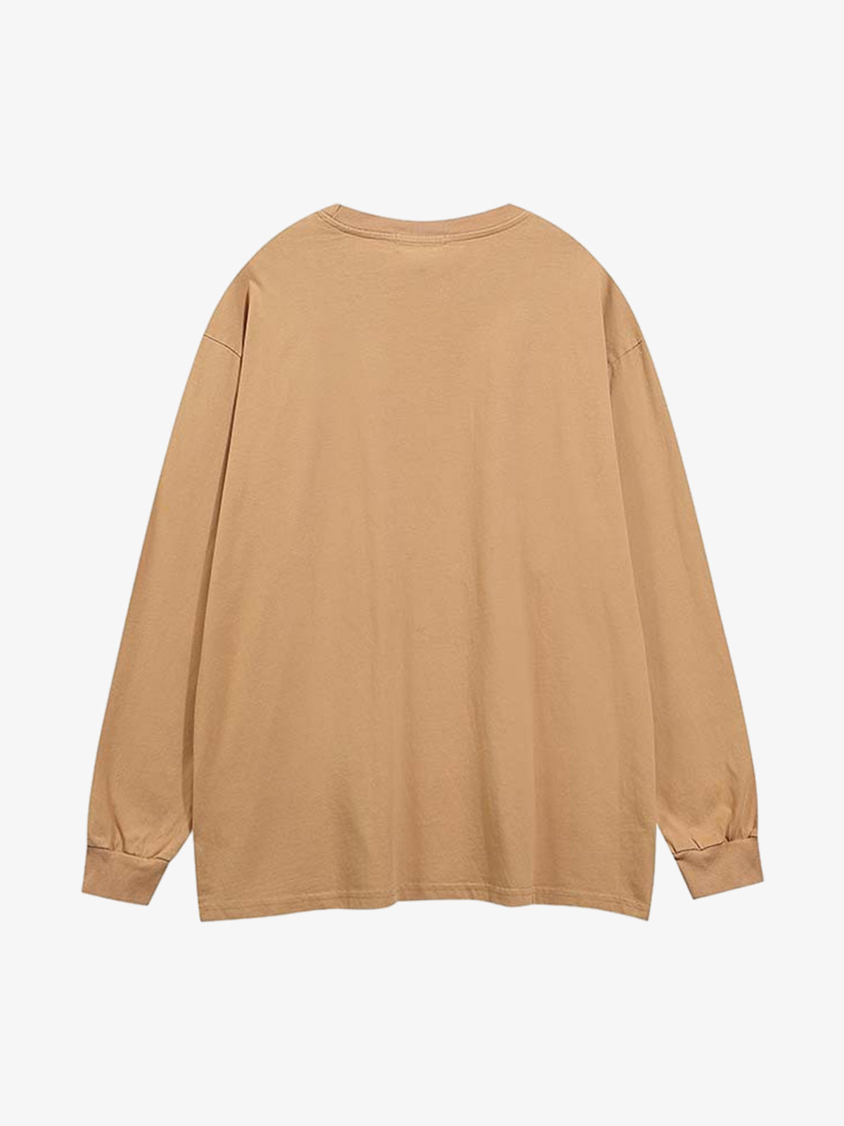 Letter Printed Washed Distressed Gradient Long Sleeve T-Shirt