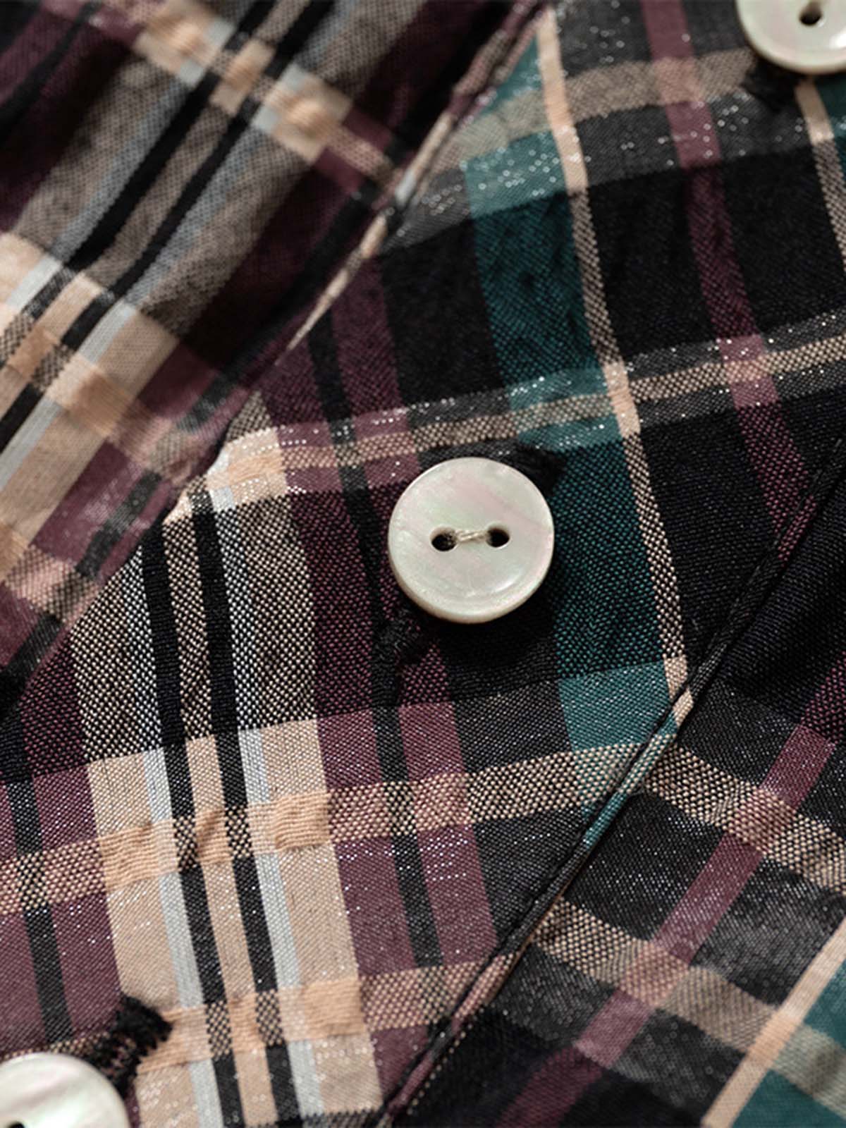 Retro Plaid Patchwork Hooded Work Shirt