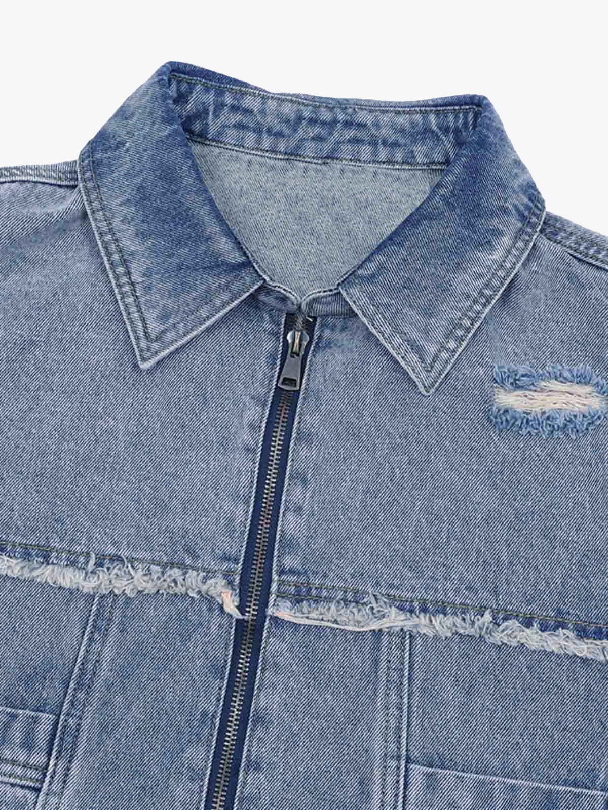 Denim Distressed Ripped Suit