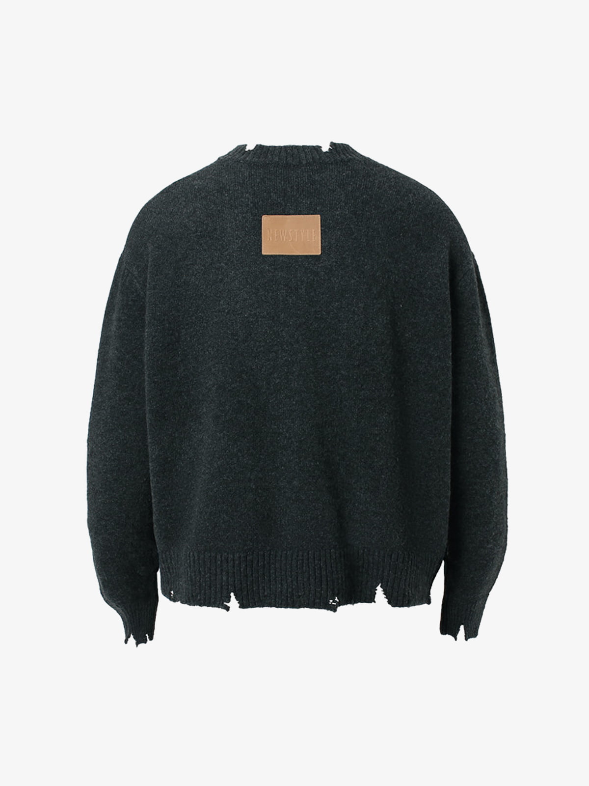 Vintage Knitted Distressed Raw Hem Half Zip Pullover Sweater