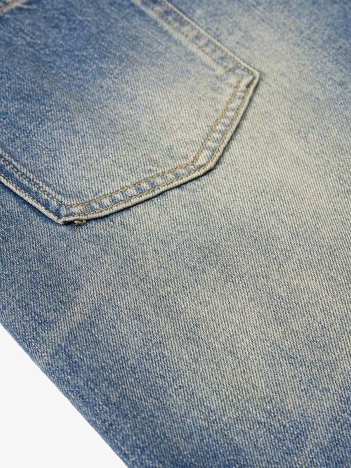 Vintage Washed Pleated Wide-Leg Jeans