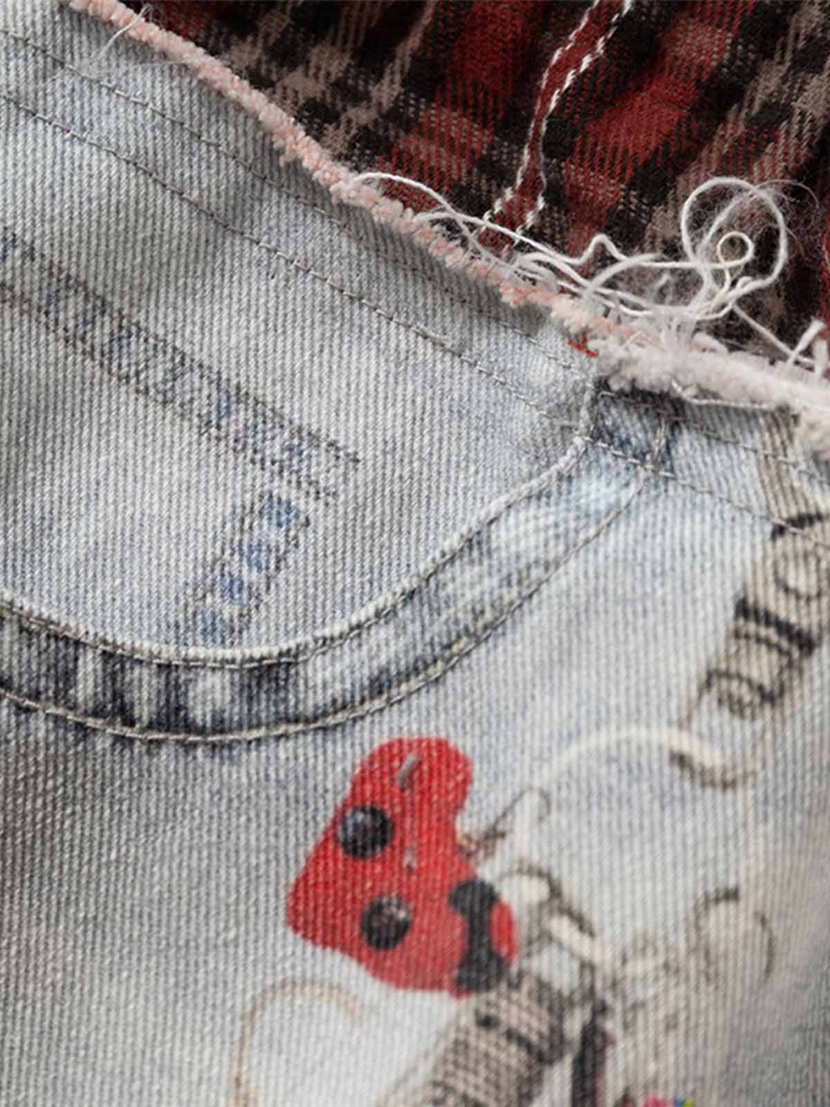 Waistband Patch Drawstring Jeans
