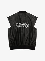 Thorn Destruction Frame Pattern Leather Vest