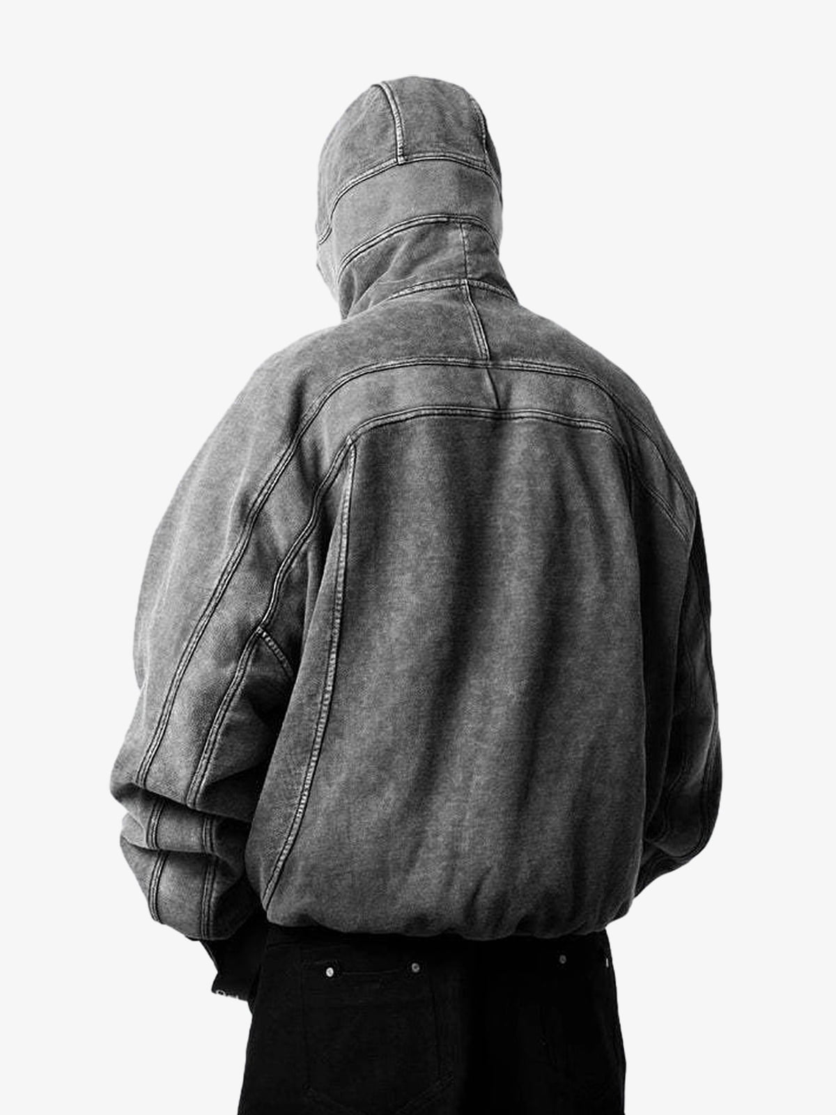 Fleece Retro Zipper Eye-Hood Design Hooded Sweatshirt
