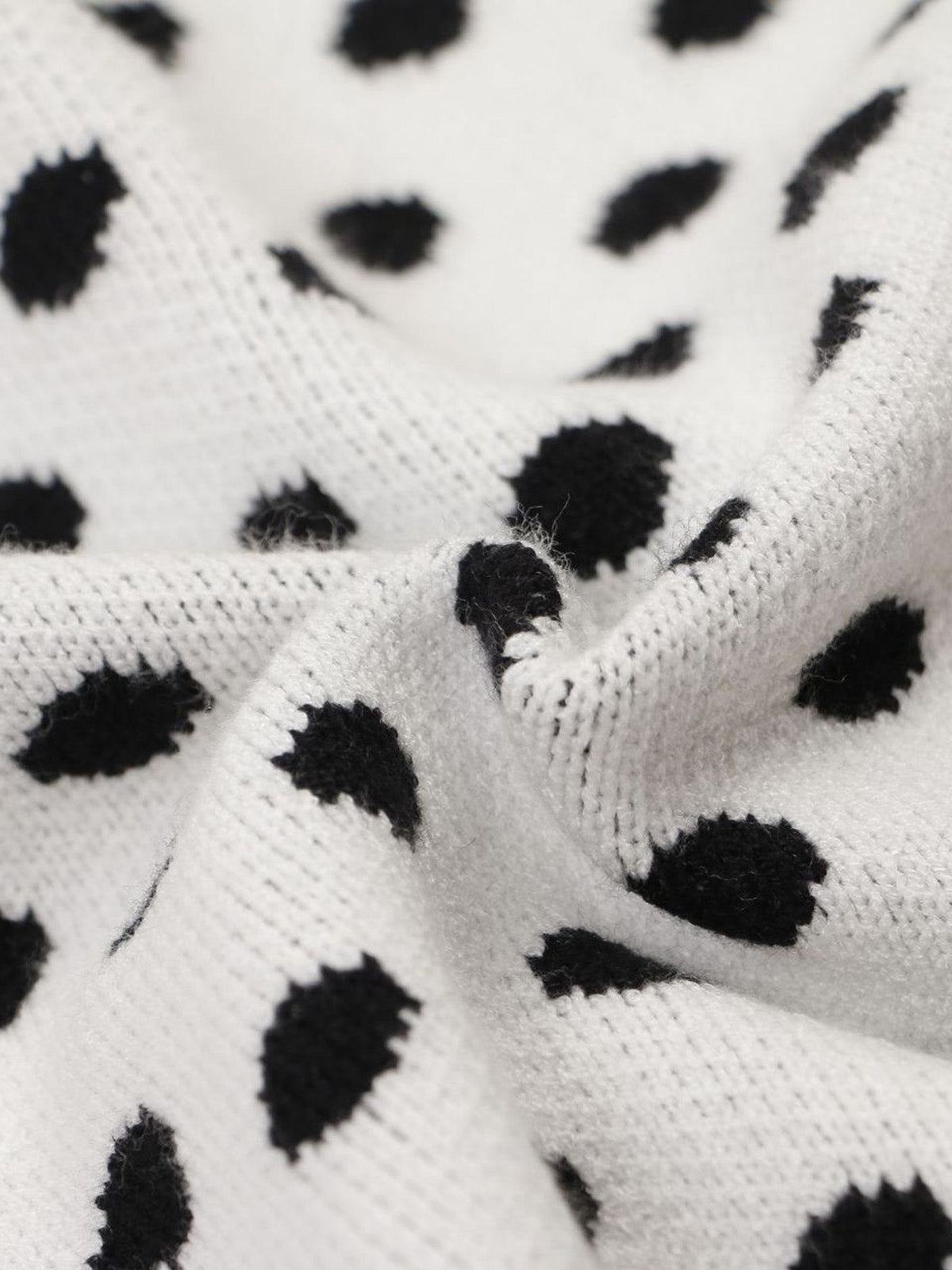 Retro Polka Dot Letter Jacquard Loose Knit Sweater