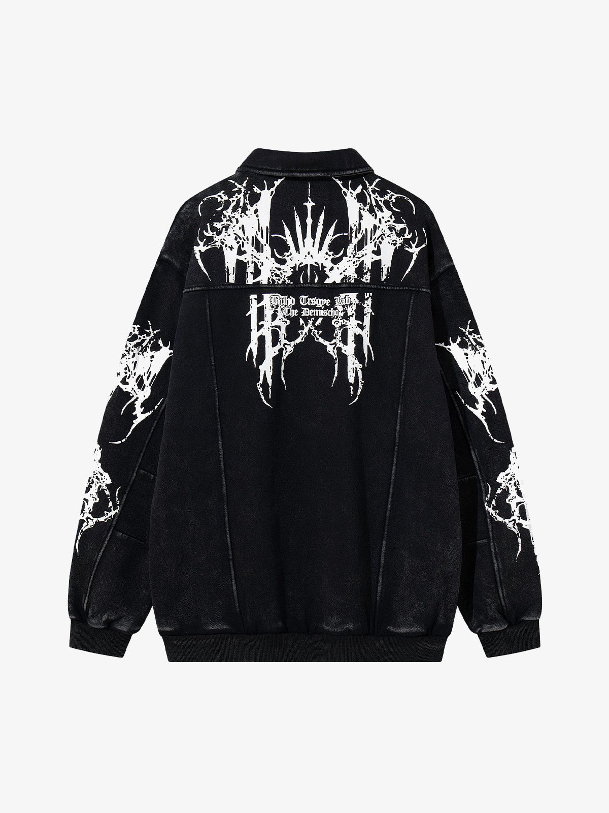 Retro Dark Skull Cross Print Lapel Zipper Jacket