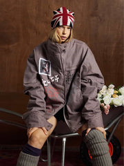Street Graffiti Distressed High-Neck Padded Cotton Jacket