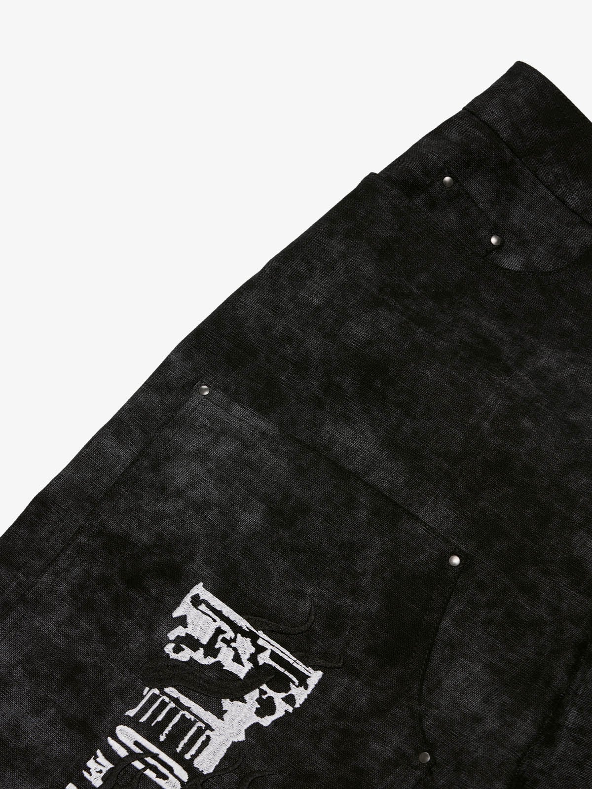 Roman Column Pattern Embroidered Jeans