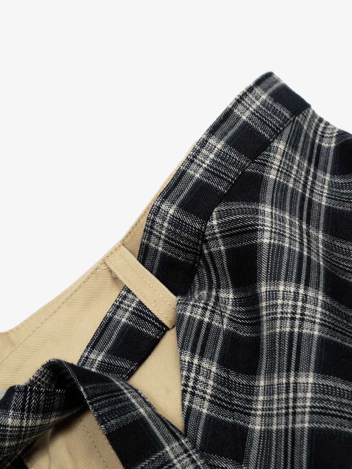 Plaid Decorative Patchwork Loose Pants