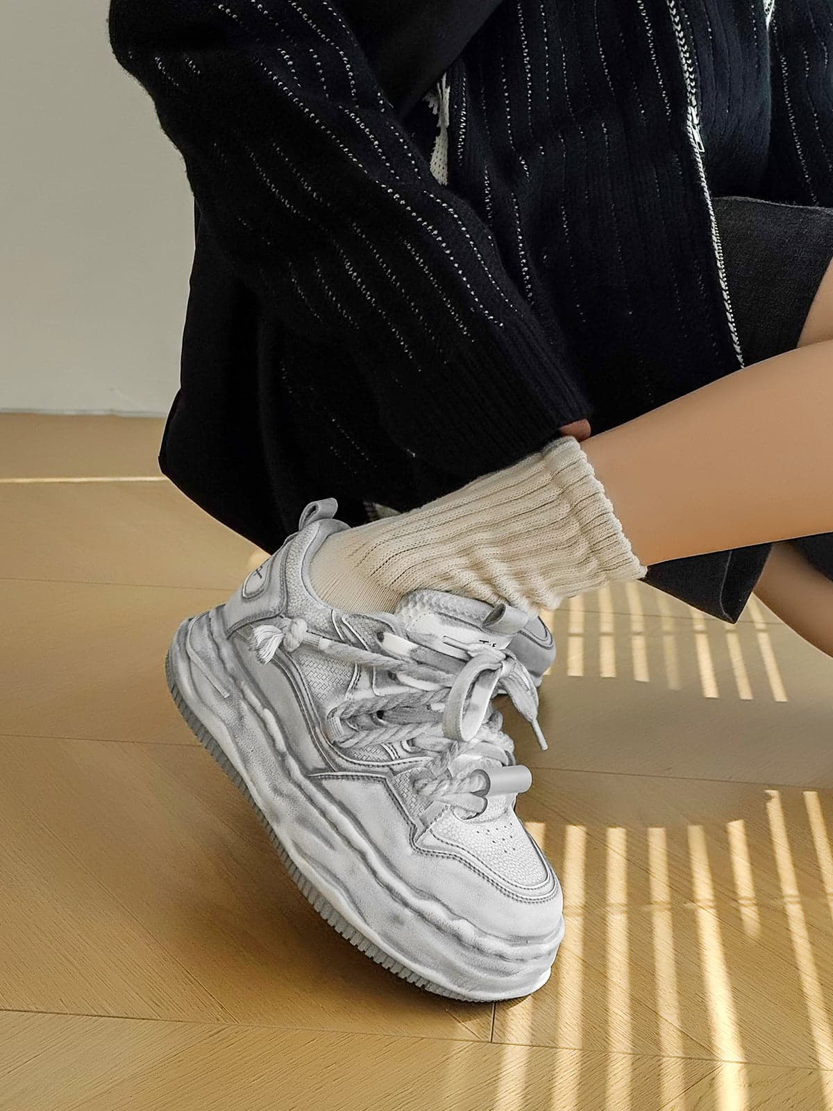 Deconstructed Distressed Chunky Street Sneakers