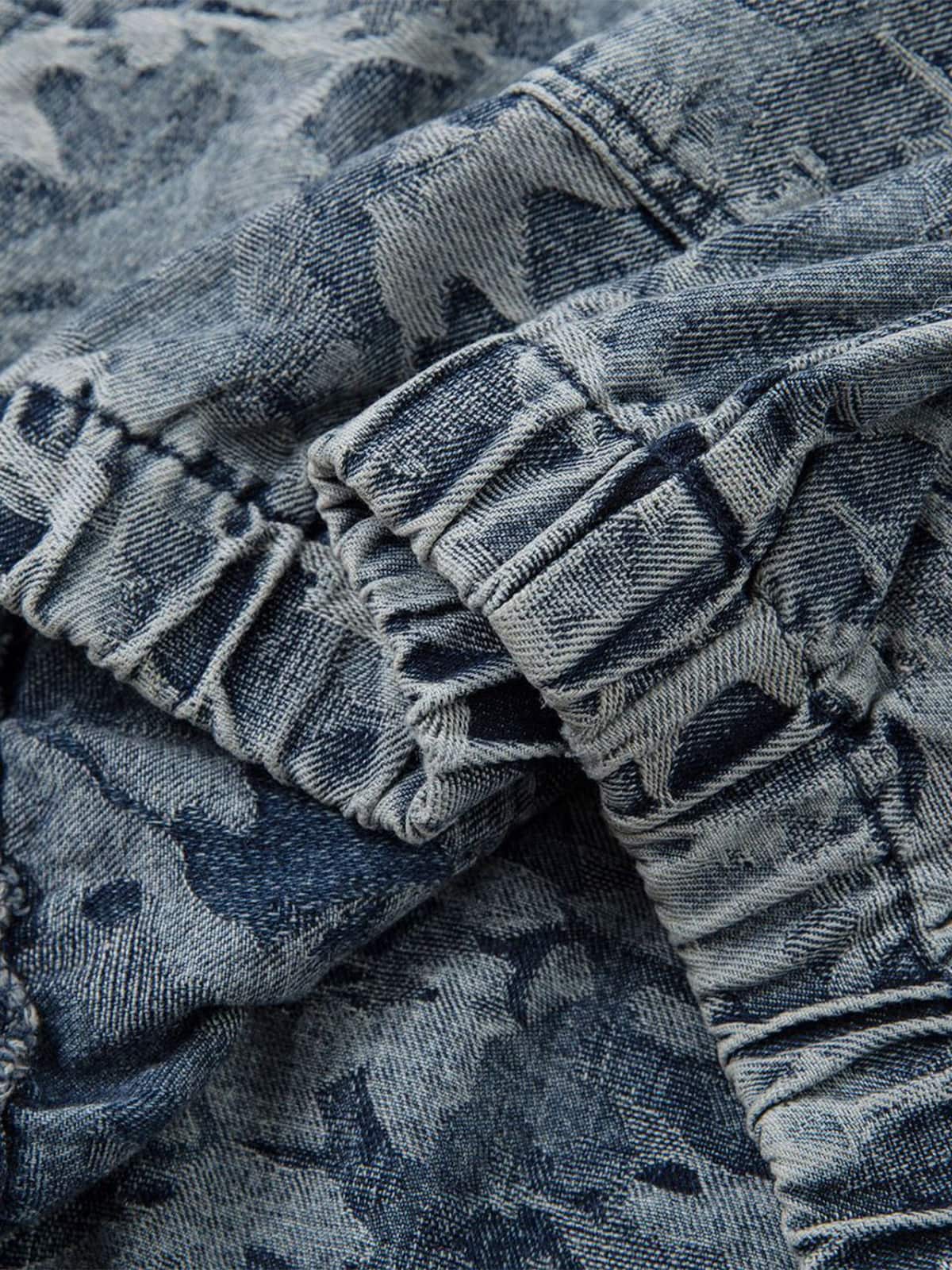 Streetwear Denim Washed Camouflage Hooded Sweatshirt