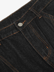 Vintage Denim Stitching Deconstructed Work Barrel Jeans