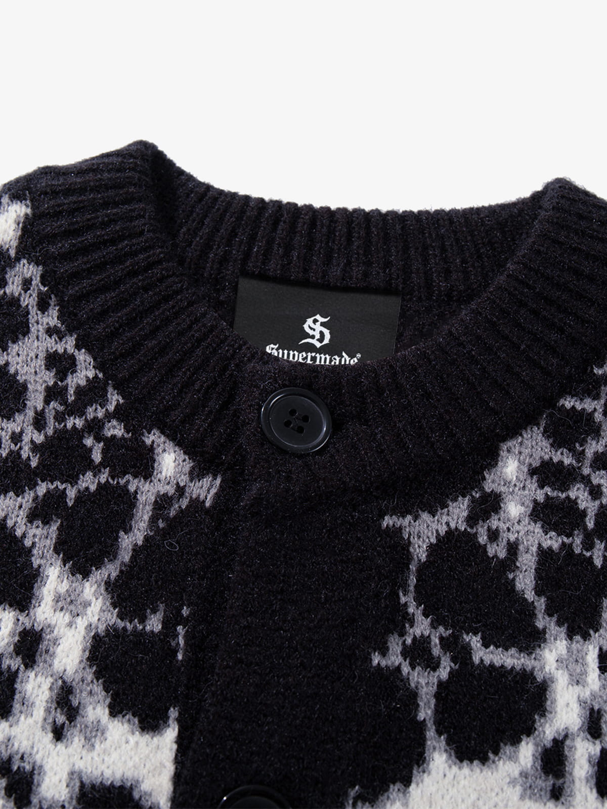 Vintage Skull Leopard Jacquard Knitted Cardigan