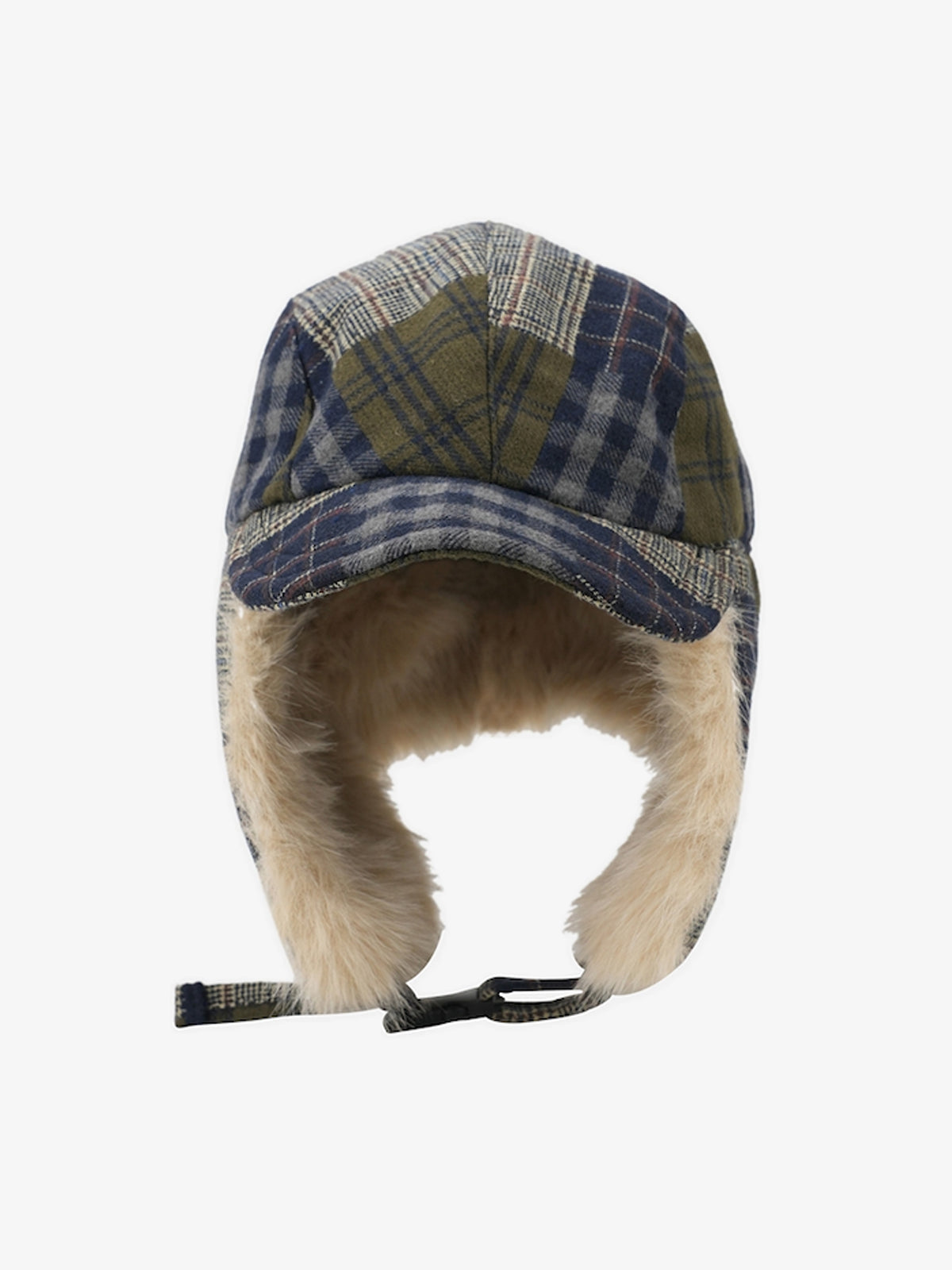 Vintage Plaid Patchwork Fleece Lined Trapper Hat