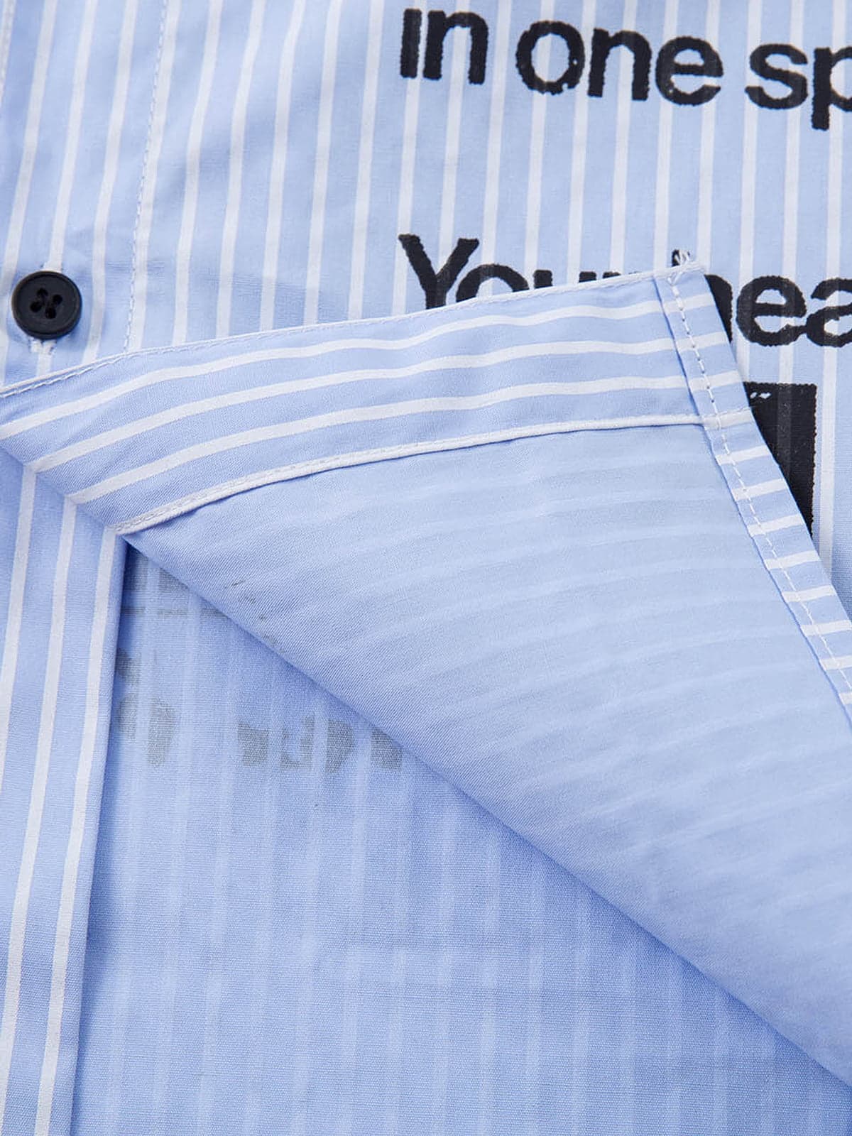 Vintage Illustration Striped Faux Two-Piece Shirt