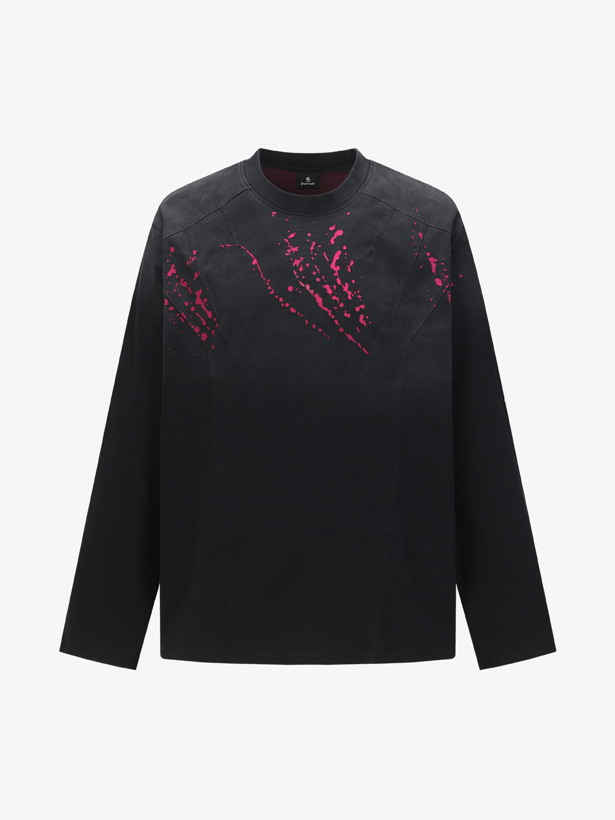 Retro Ink Splatter Design Long-Sleeved T-Shirt