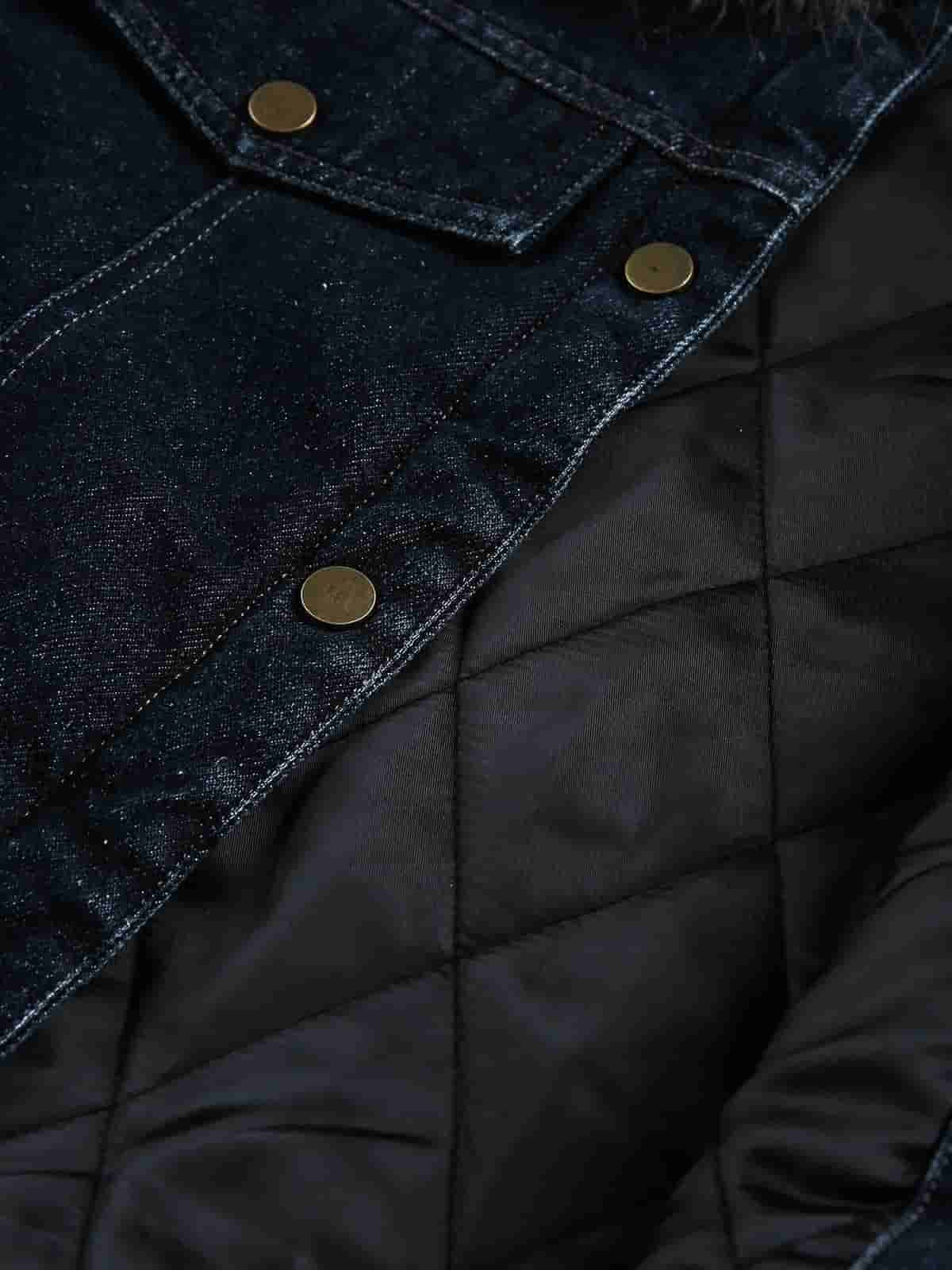 Retro Detachable Fur Collar Workwear Denim Jacket
