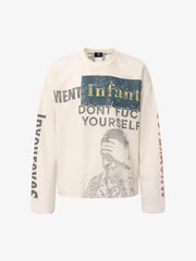 Waffle Knit Graphic Print Crewneck Sweatshirt