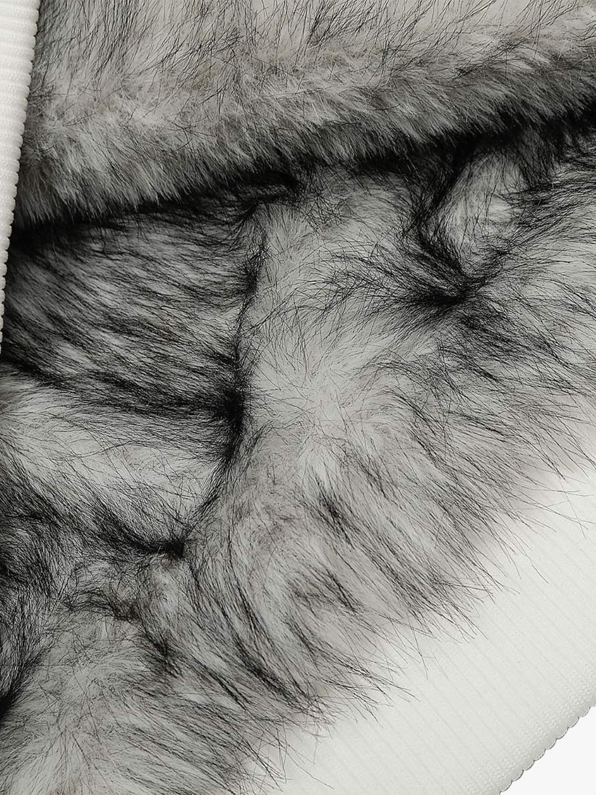 Vintage Dirty Dyed Washed Faux Fur Collar Padded Jacket