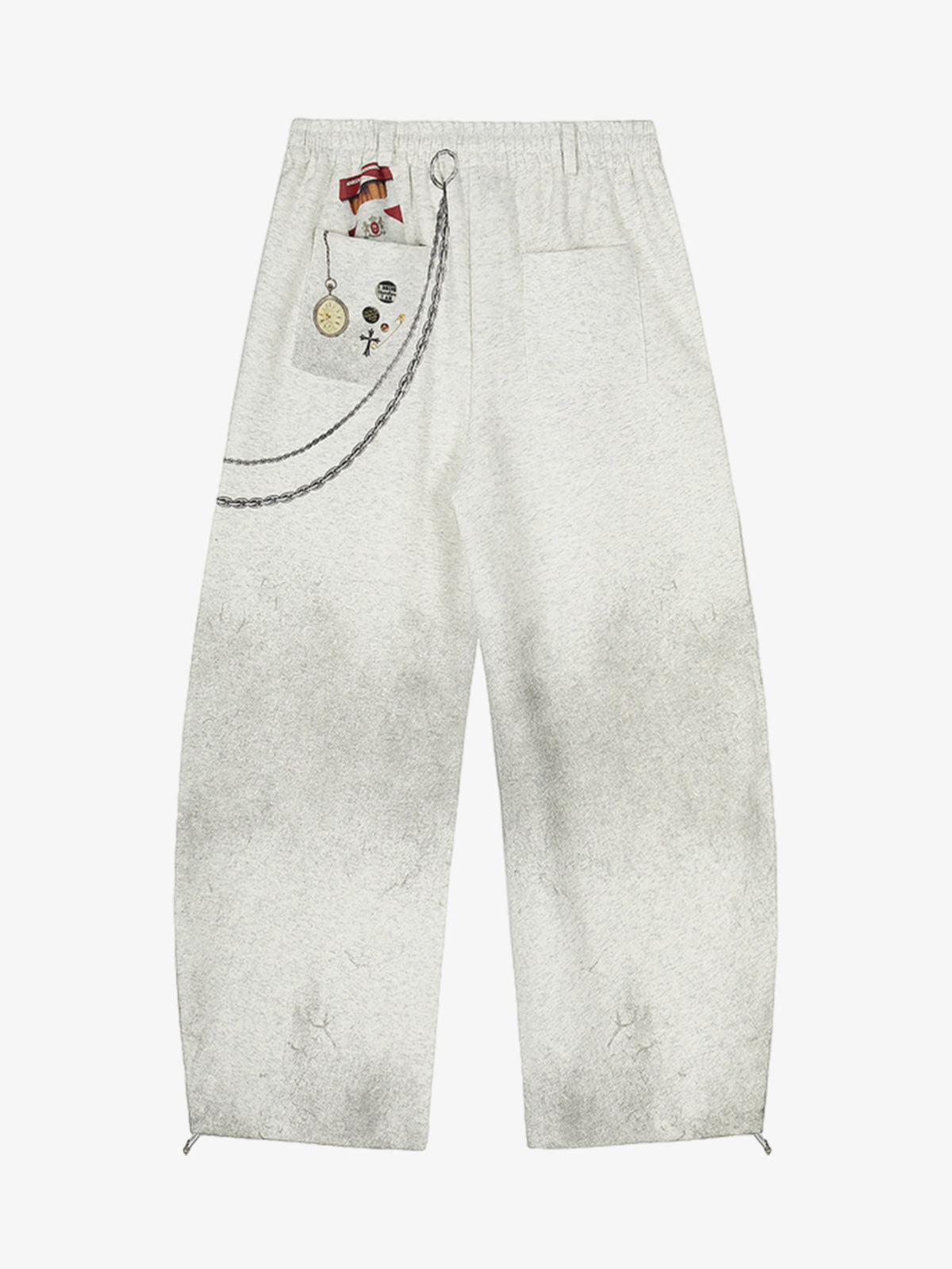 Retro Washed Creative Printed Barrel Pants