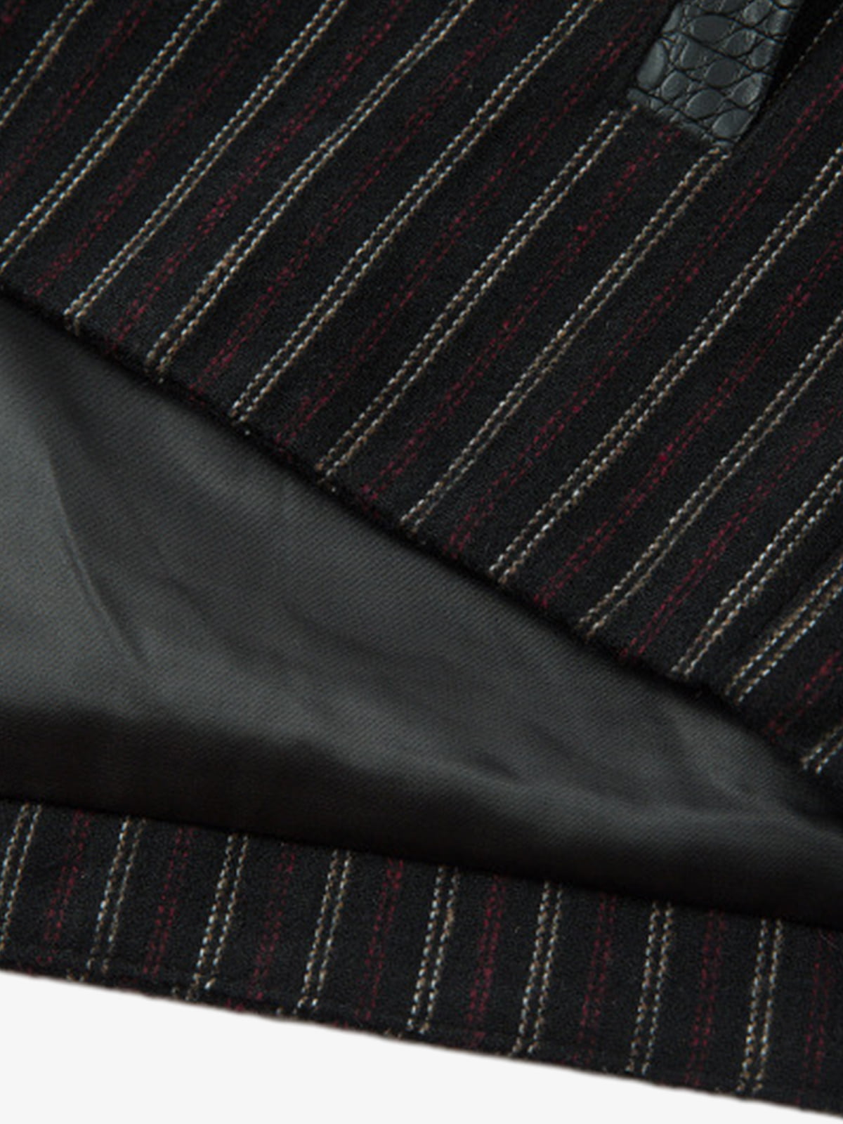 Textured PU Leather Patchwork Retro Stripe Jacket