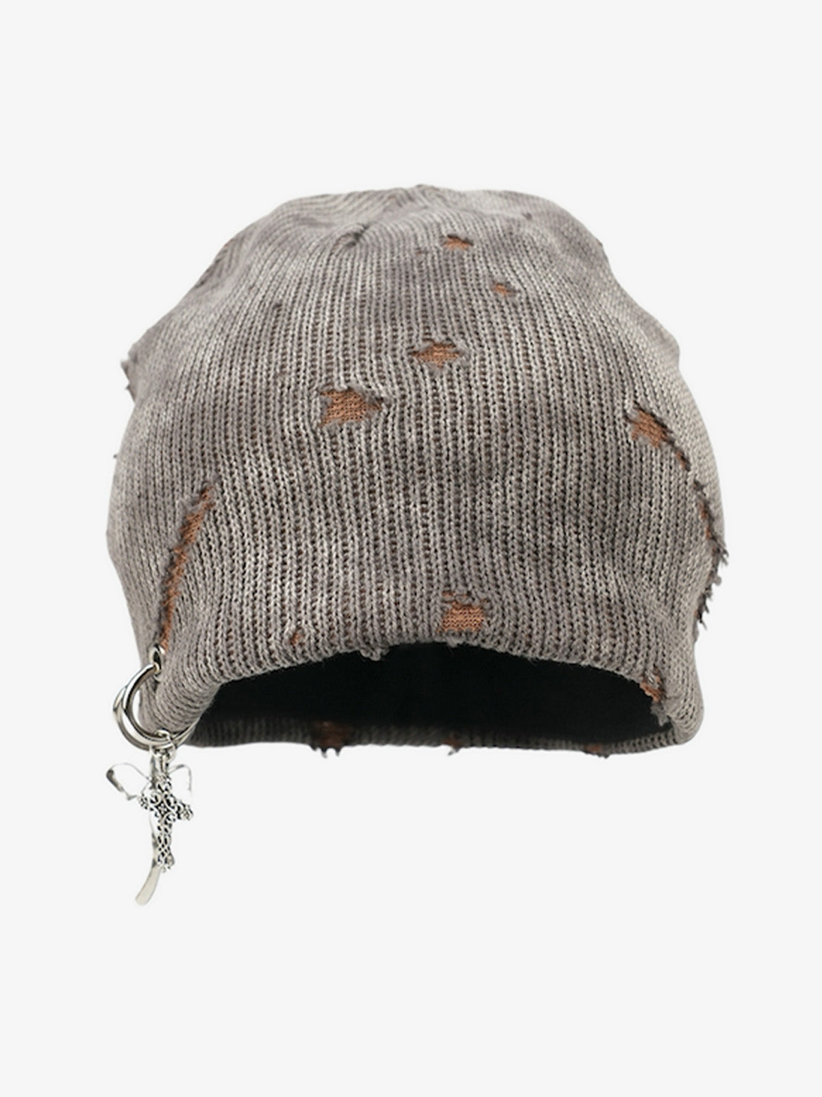 Retro Wasteland Style Distressed Knit Hanging Charm Beanie