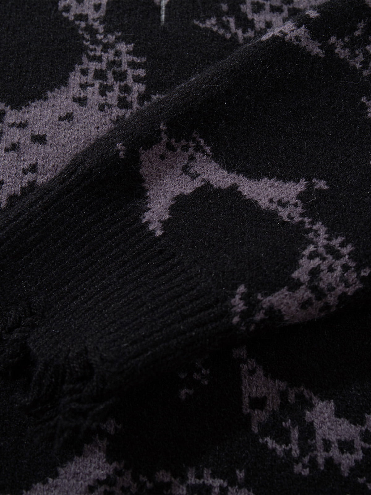 Dark Street Skull Frayed Hem Sweater
