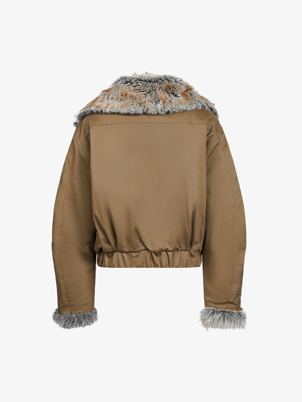 Retro Fur Collar Quilted Workwear Cotton Jacket