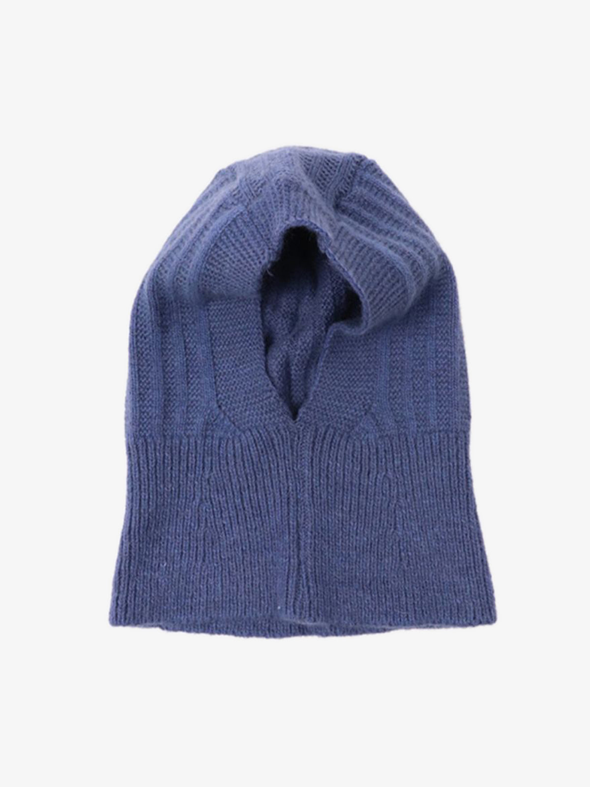 Vintage Ribbed Knit Balaclava Hood Hat
