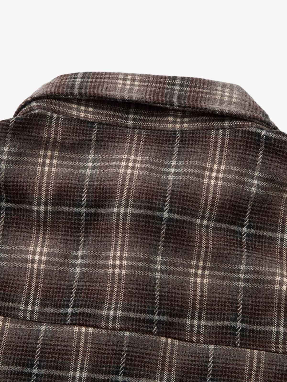 Cotton Street Distressed Plaid Faux Two-Piece Shirt