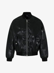 Street Motorcycle Stand Collar Leather Padded Jacket