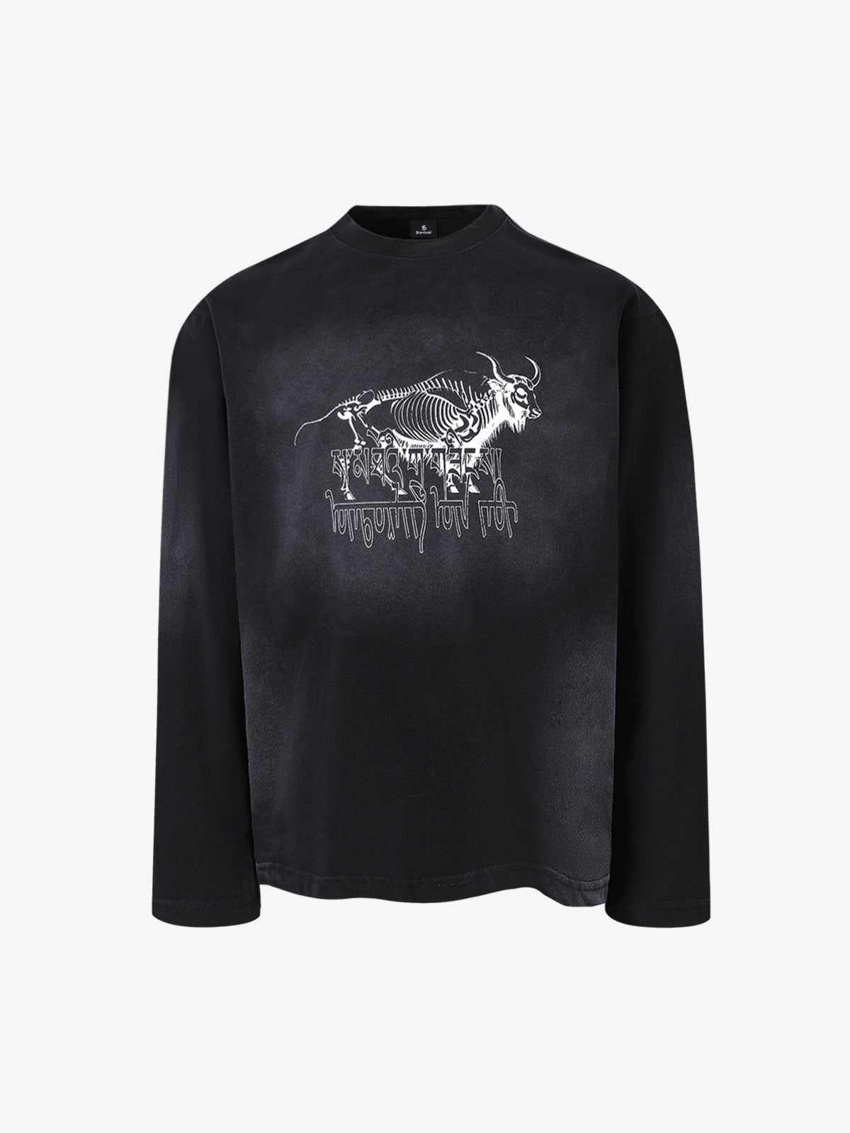 Vintage Washed Goat Print Long Sleeves T-Shirt