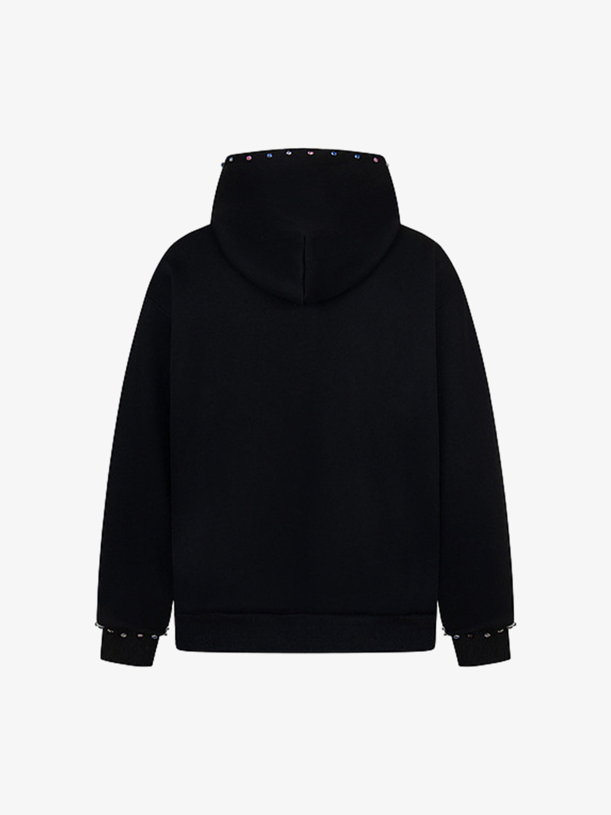 Retro Diamond Beaded Letter Zip Hooded Sweatshirt