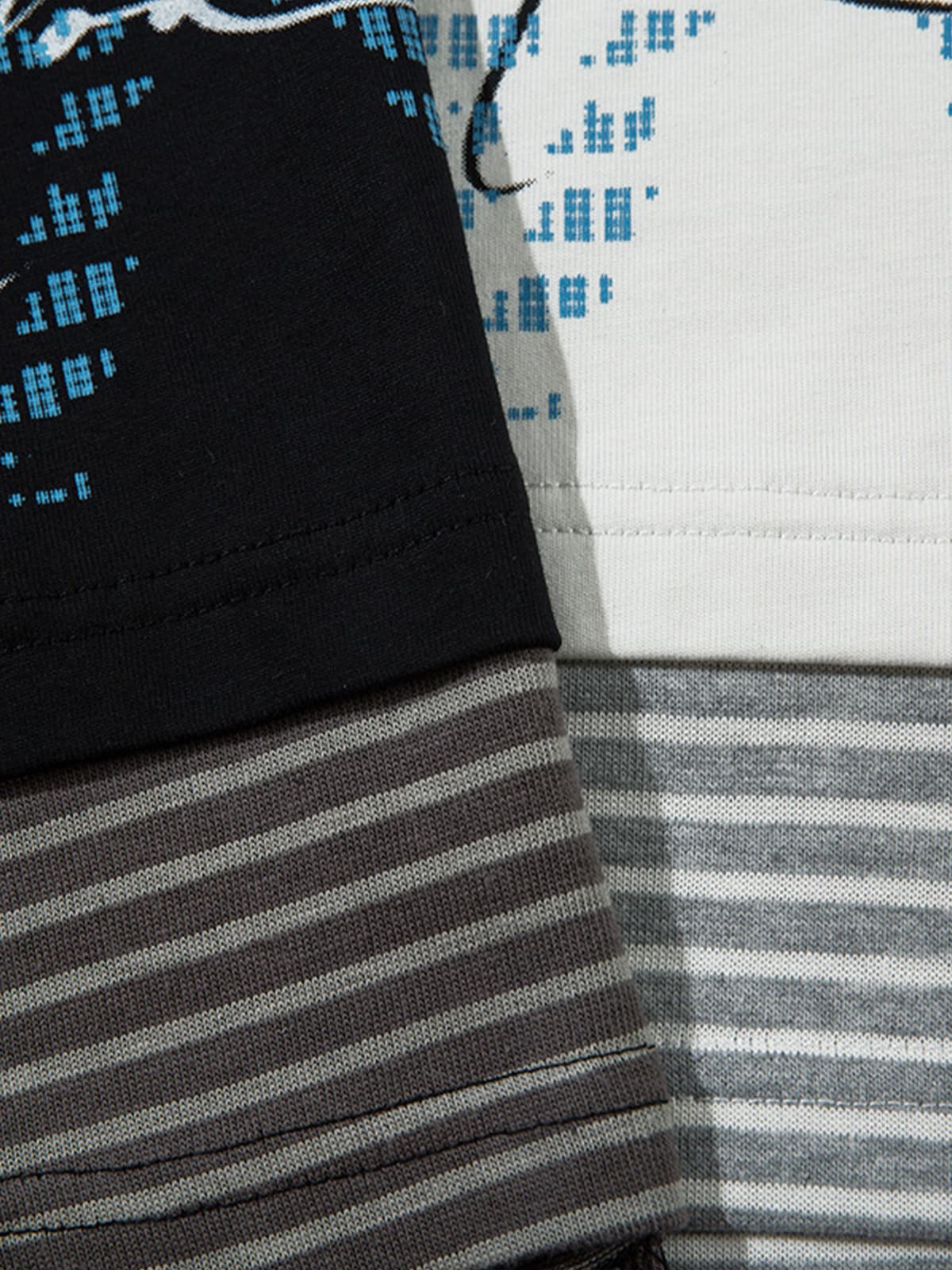 Art Letter Print Stripe Layered Long Sleeve T-Shirt
