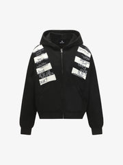 Retro Fake Two-Piece Zipper Hooded Sweatshirt