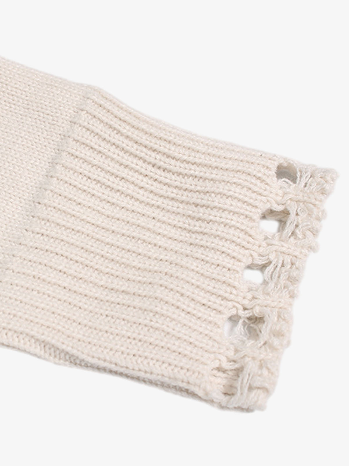 Distressed Ripped-Edge Turtleneck Diamond Star Zipper Knitted Sweater