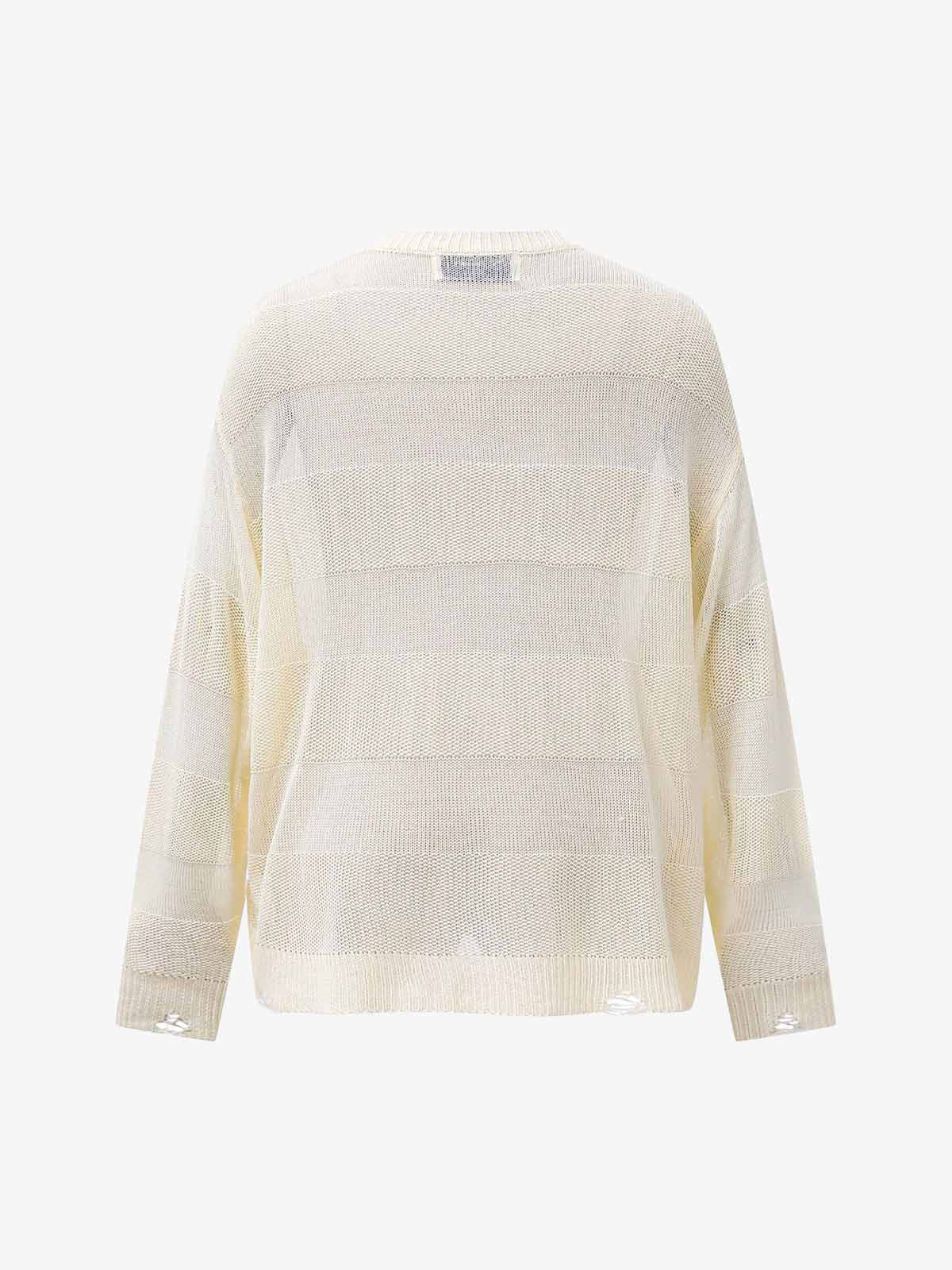 Vintage Hollow Ripped Knit Sweater