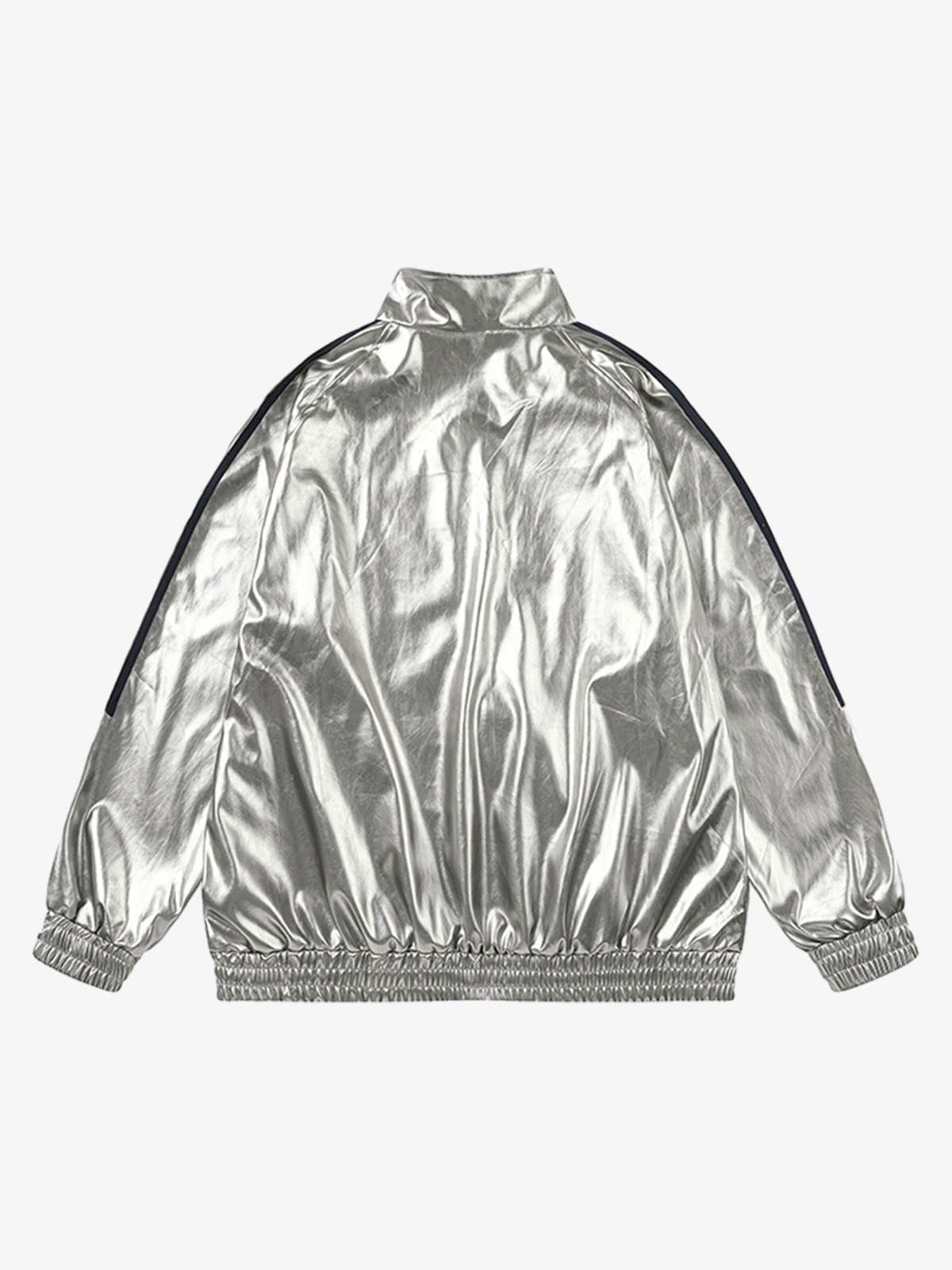 Number 11 Reflective Metallic Leather Track Jacket