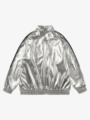 Number 11 Reflective Metallic Leather Track Jacket