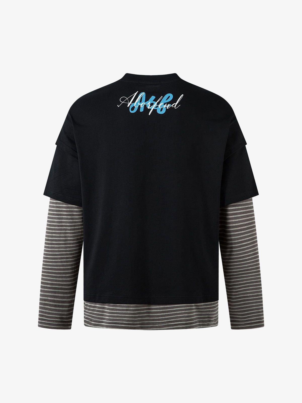 Art Letter Print Stripe Layered Long Sleeve T-Shirt