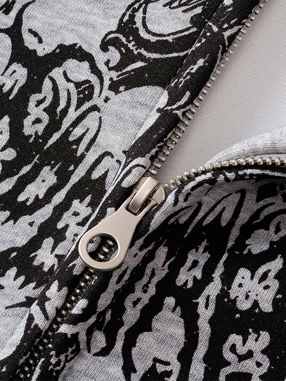 Street Wasteland Washed Cross Print Hooded Sweatshirt