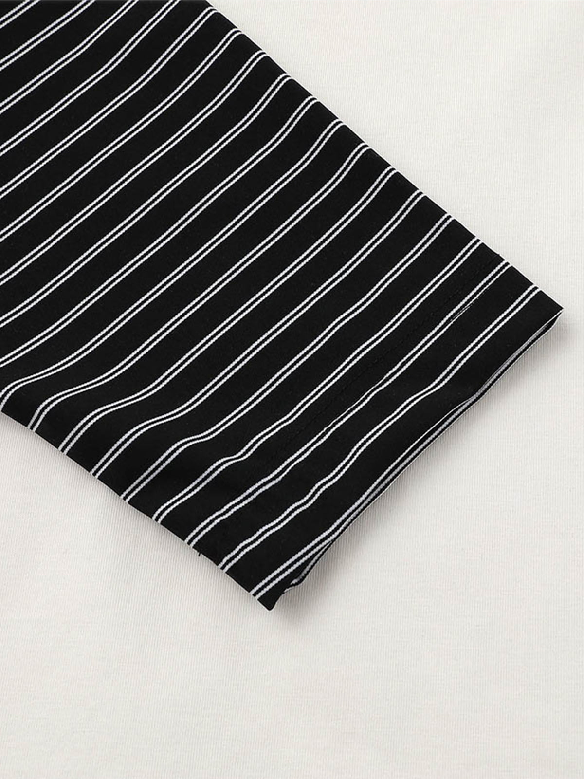 Art Letter Print Stripe Layered Long Sleeve T-Shirt