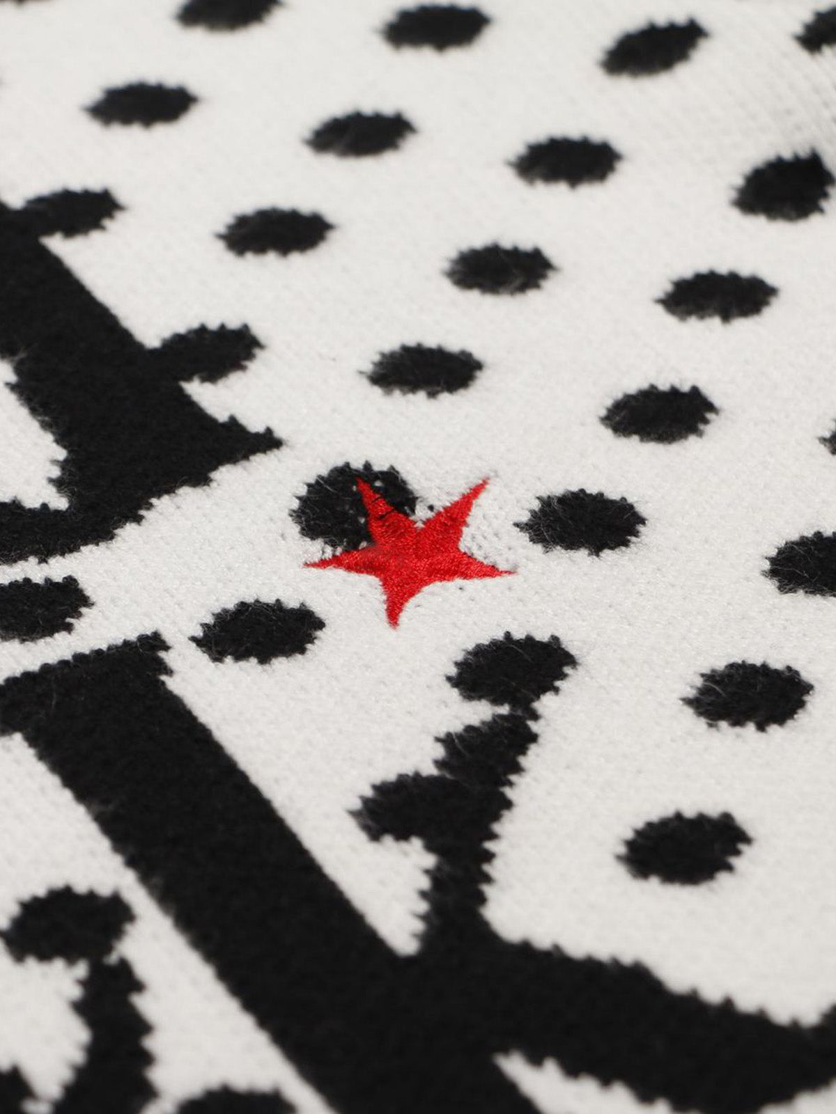 Retro Polka Dot Letter Jacquard Loose Knit Sweater