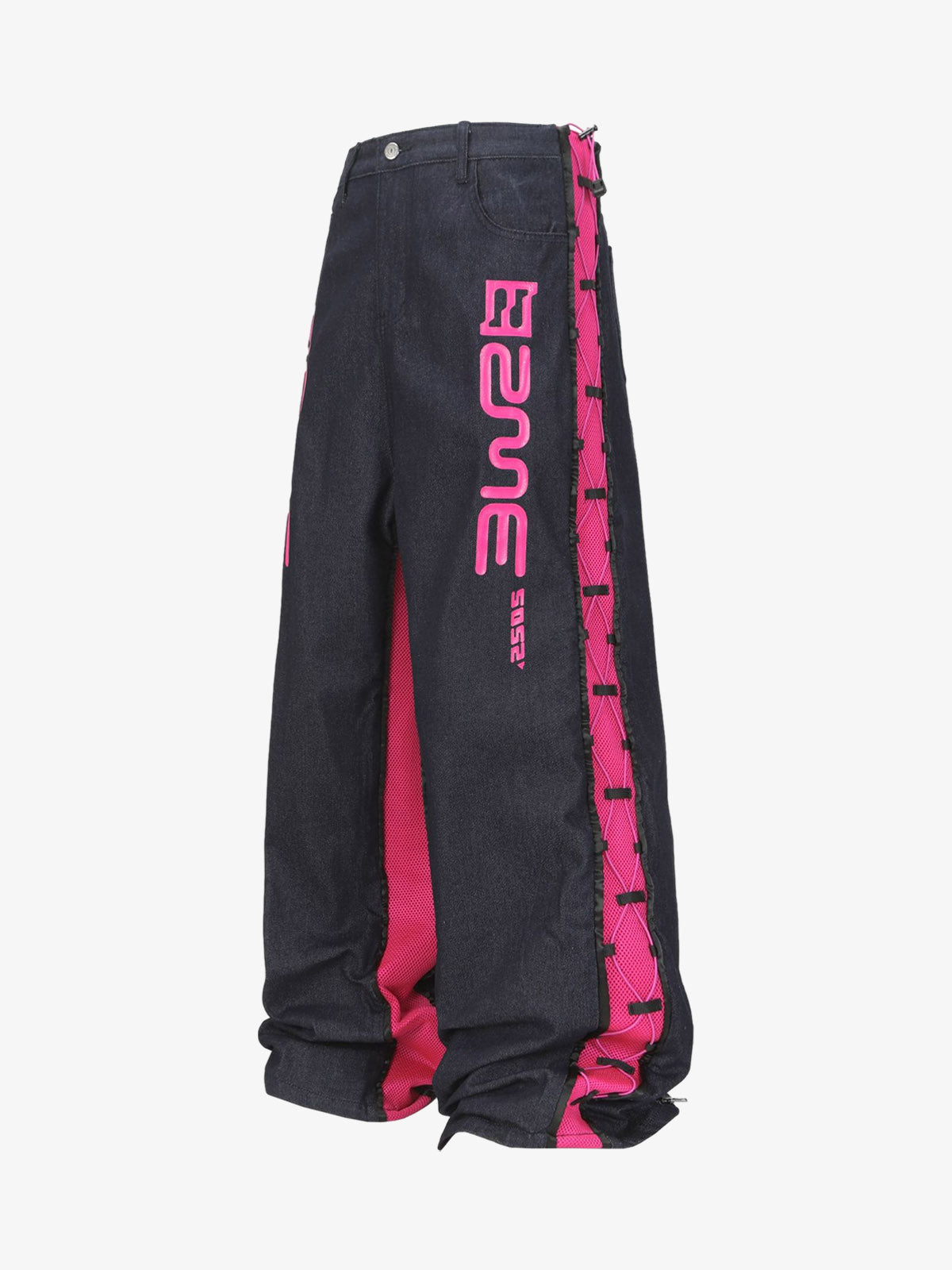 Retro High Street Color-Block Baggy Jeans