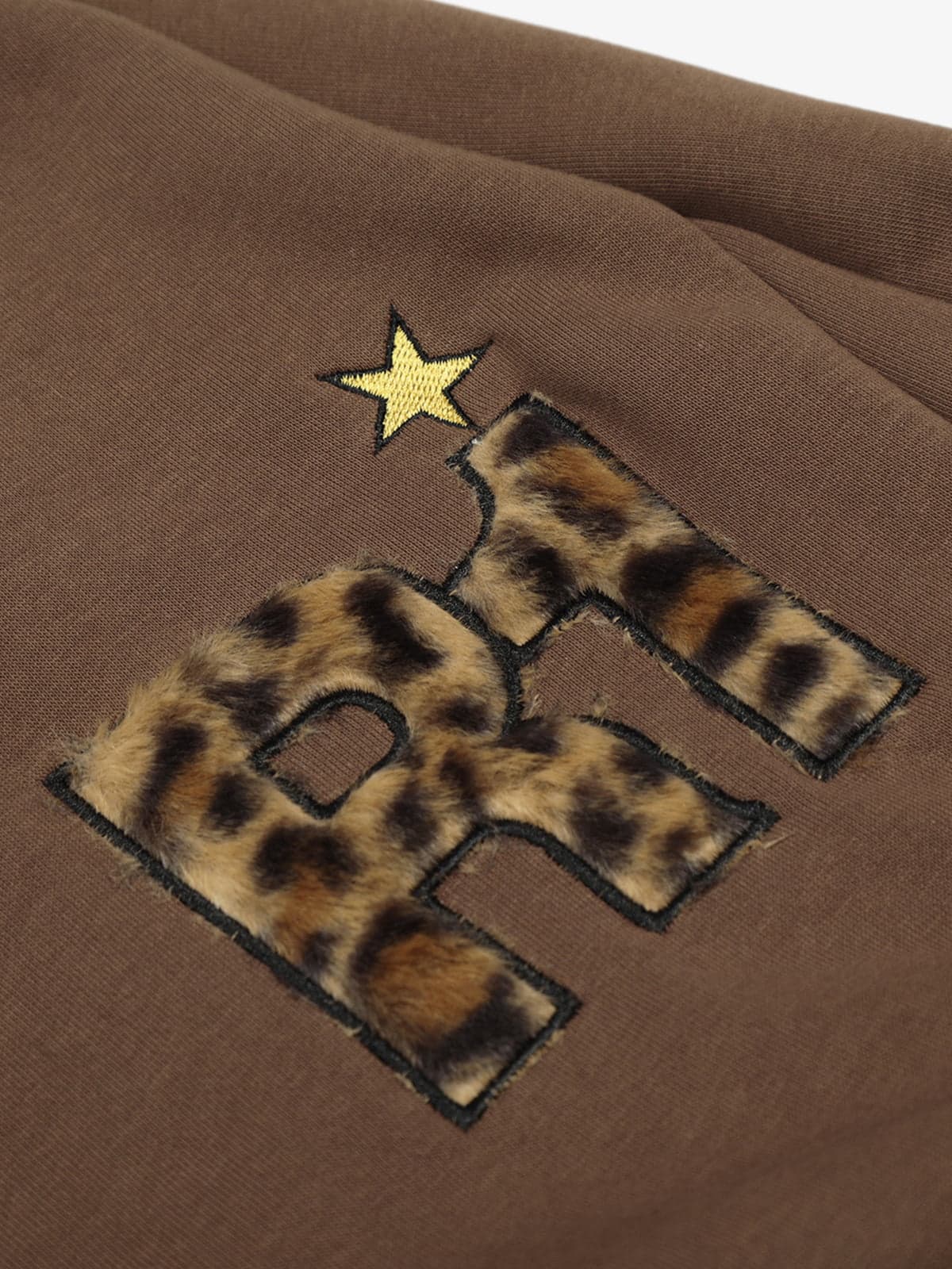 Retro Double-Waist Leopard Patch Barrel Pants